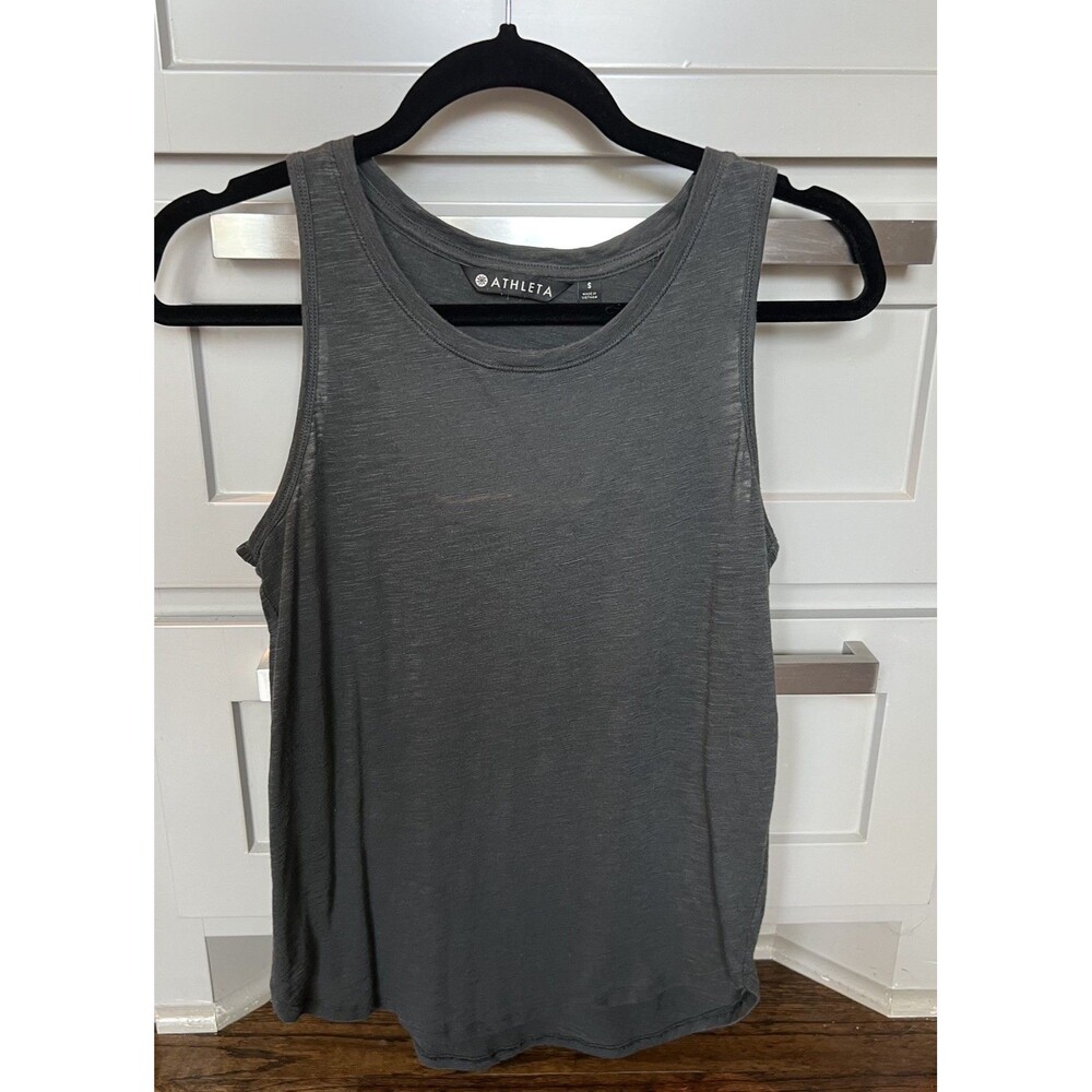 ATHLETA Daily Cowl Tank Size Small army Green Open Back Workout Yoga Women